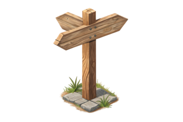 Weathered Wood Sign Post with Multiple Empty Direction Arrows.