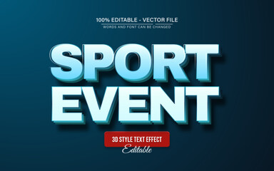 Sport event blue 3d text effect editable