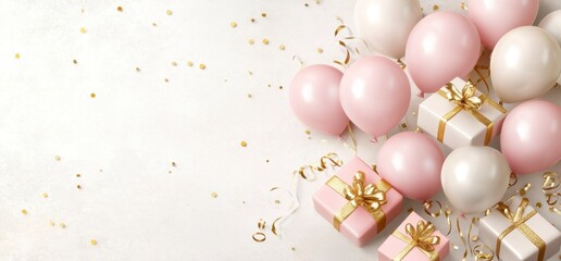 Festive balloons and gifts arranged for a celebratory occasion