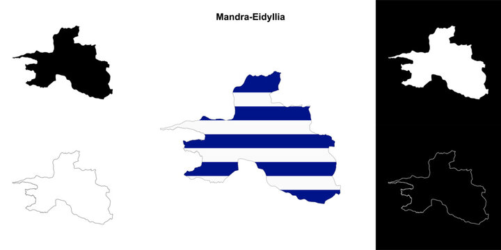 Mandra-Eidyllia blank outline map set