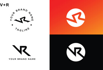 VR, RV monogram and symbol style logo to use on clothing mockups