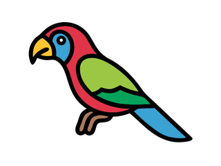 Colorful cartoon parrot illustration against a white background. A vibrant, stylized illustration of a parrot.  