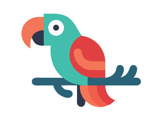 Fototapeta premium Colorful cartoon parrot illustration against a white background. A vibrant, stylized illustration of a parrot. 