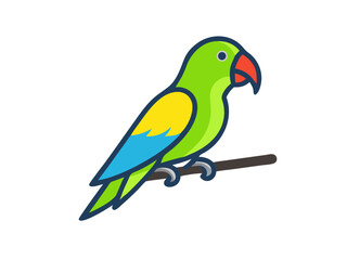 Colorful cartoon parrot illustration against a white background. A vibrant, stylized illustration of a parrot.  