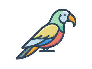 Colorful cartoon parrot illustration against a white background. A vibrant, stylized illustration of a parrot.  