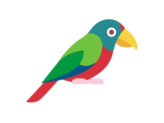 Colorful cartoon parrot illustration against a white background. A vibrant, stylized illustration of a parrot.  
