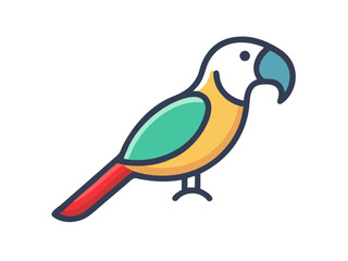 Colorful cartoon parrot illustration against a white background. A vibrant, stylized illustration of a parrot.  