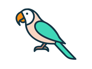 Colorful cartoon parrot illustration against a white background. A vibrant, stylized illustration of a parrot.  