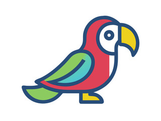 Colorful cartoon parrot illustration against a white background. A vibrant, stylized illustration of a parrot.  