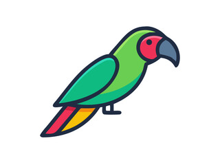 Colorful cartoon parrot illustration against a white background. A vibrant, stylized illustration of a parrot.  