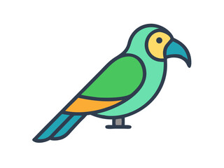 Colorful cartoon parrot illustration against a white background. A vibrant, stylized illustration of a parrot.  