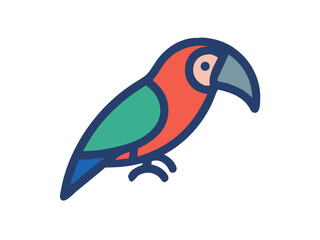Colorful cartoon parrot illustration against a white background. A vibrant, stylized illustration of a parrot.  