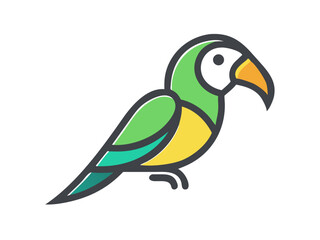 Colorful cartoon parrot illustration against a white background. A vibrant, stylized illustration of a parrot.  