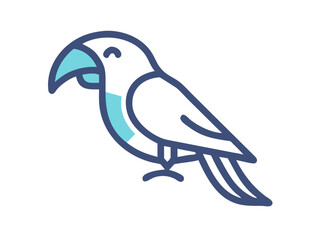 Colorful cartoon parrot illustration against a white background. A vibrant, stylized illustration of a parrot.  