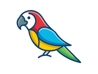 Colorful cartoon parrot illustration against a white background. A vibrant, stylized illustration of a parrot.  