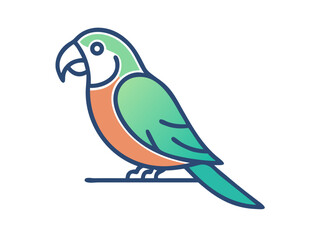 Colorful cartoon parrot illustration against a white background. A vibrant, stylized illustration of a parrot.  
