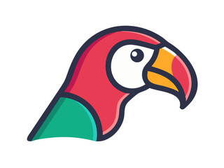 Fototapeta premium Colorful cartoon parrot illustration against a white background. A vibrant, stylized illustration of a parrot. 