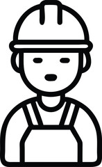 worker wearing uniform line art vector icon on-white background