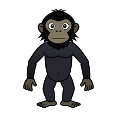 Happy Cartoon Chimpanzee Standing and Smiling