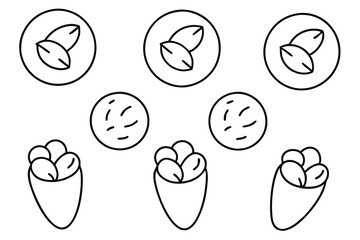 ice cream bean line art hand drawn illustration style