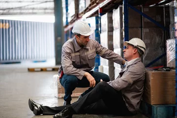 friend came to comfort a friend who was tired and discouraged from working in a warehouse. © tapui