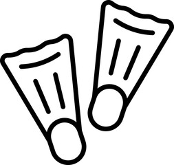 Flippers icon for swimming and diving - Editable Stroke SVG, fully scalable. © LOBSTER LARRY