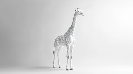 Naklejka premium White Giraffe Figurine on Minimalist Background with Soft Lighting