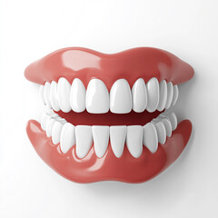 Obraz premium 3D rendered model of a wide-open human mouth with clean white teeth and gums, isolated on a white background, showcasing dental health and oral hygiene.