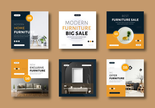Modern Furniture Sale Instagram Post Template Editable Social Media Layout