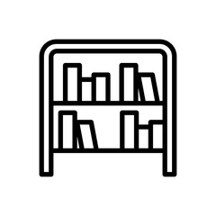 A shelf full of books. The shelf is black and white. The books are arranged in rows