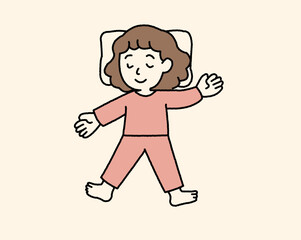 リラックスして寝ている女の子のイラスト2