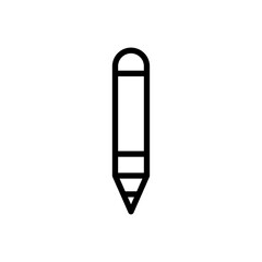A pencil is drawn in black on a white background. The pencil is the main focus of the image, and it is a simple, minimalist drawing. The black and white color scheme adds to the overall simplicity