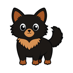 Cute Cartoon Dog with Brown and Black Fur