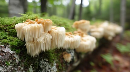 Lions Mane Mushroom Cognitive Enhancer and Stress Reliever in Woodland Serenity