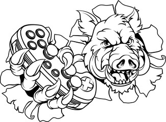 Boar Wild Hog Razorback Warthog Pig Gaming Mascot