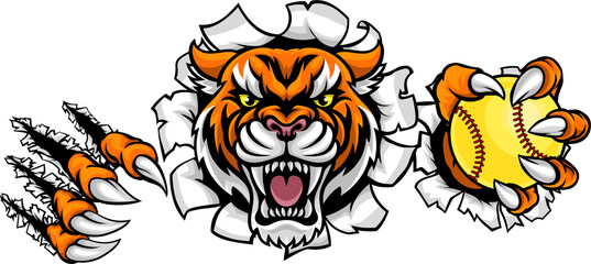 Tiger Softball Animal Sports Team Mascot