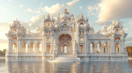 Elegant marble architecture palace facade high resolution picture