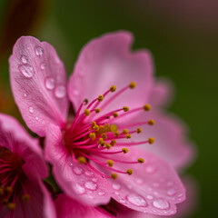 Fototapeta premium Macro Shot of Wet Pink Flower Petals