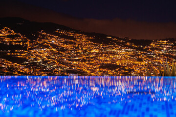 Evening view of Funchal city, capital of Madeira Island, Portugal