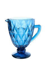 Blue decanter on white background