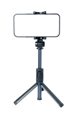 Smartphone on tripod with remote control