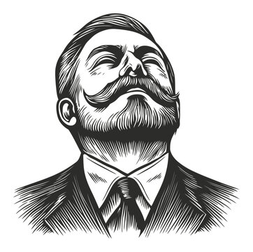 recommend clip art: Vintage Woodcut Portrait of Distinguished Gentleman with Mustache