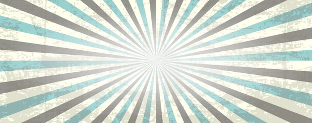 Old vintage grunge shabby retro horizontal poster background with diverging beams. . Vector illustration