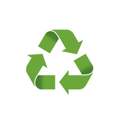 Obraz premium Green Recycling Symbol on White Background