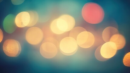 Obraz premium Luminous bokeh lights on a teal backdrop create a soft, dreamlike atmosphere