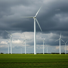 Renewable Energy Wind Farm Under Heavy Storm Clouds
