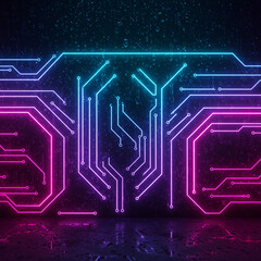 Glowing Neon Circuitry Abstract Background