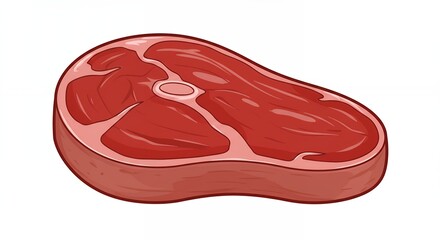 Cartoon illustration of a slice of raw meat