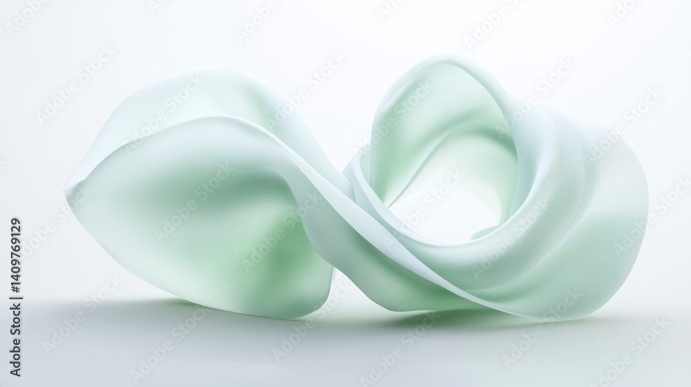 Poster delicate flowing fabric forms an ethereal sculpture with soft curves and fluid draping creating a ca