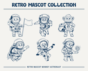 Retro Mascot Monkey Astronaut Collection